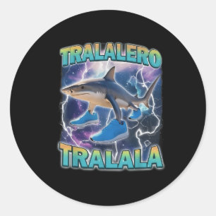 Pegatina Redonda Tralalero Tralala Rotura Cerebral Italiana Tiburón