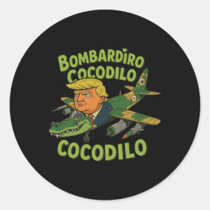 Pegatina Redonda Tralero Tralala Crocodilo Trump Brainrot italiano