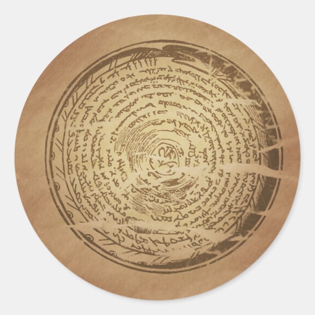 Pegatina Redonda Trampa del diablo Encanto Mágico Asirio (Anverso)