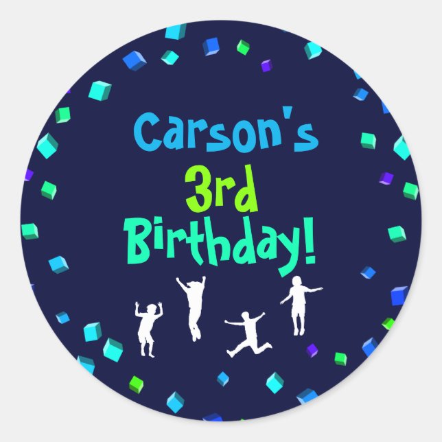 Pegatina Redonda Trampoline o Bass Fiesta Cupcake Topper (Anverso)