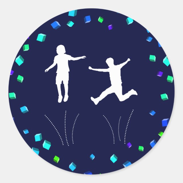 Pegatina Redonda Trampoline o Bass Fiesta Cupcake Topper (Anverso)