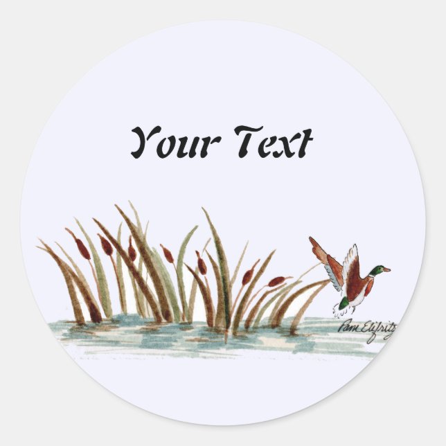 Pegatina Redonda Tranquila escena del pato salvaje 2 (Anverso)
