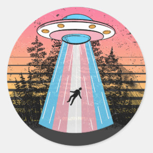 Pegatina Redonda Trans Alien Funny