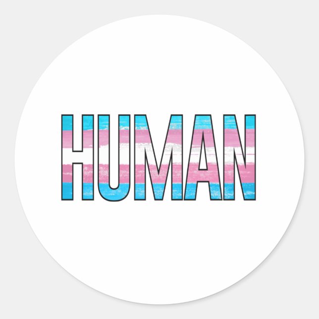 Pegatina Redonda Trans Humano (Anverso)