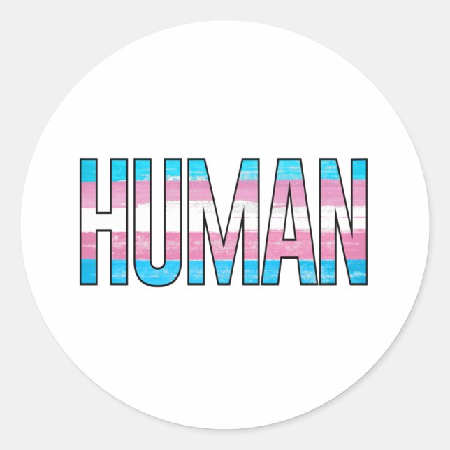Pegatina Redonda Trans Humano (Anverso)