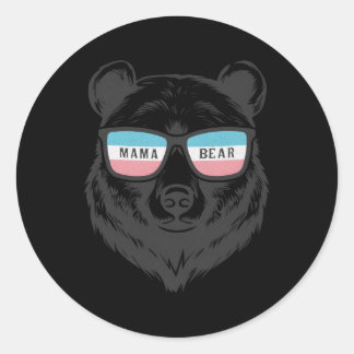 Pegatina Redonda Trans Mama Bear Orgullosa Aliada Transgénero Mamá
