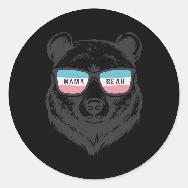 Pegatina Redonda Trans Mama Bear Orgullosa Aliada Transgénero Mamá (Anverso)