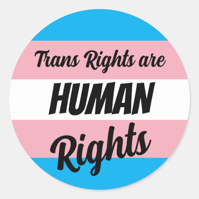 Pegatina Redonda Trans Rights Are Human Rights (Anverso)