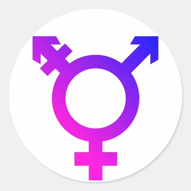 Pegatina Redonda Trans* Símbolo rosa/azul (Anverso)
