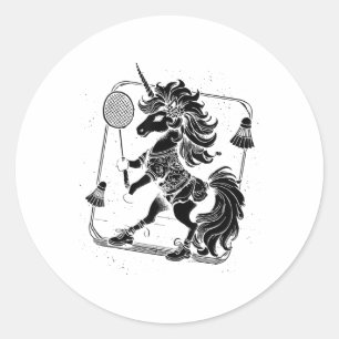Pegatina Redonda Transbordador del jugador de Badminton