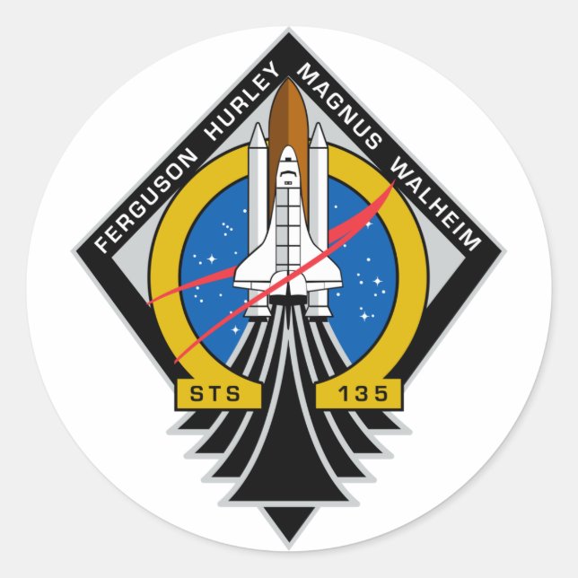 Pegatina Redonda Transbordador espacial Atlantis (Anverso)