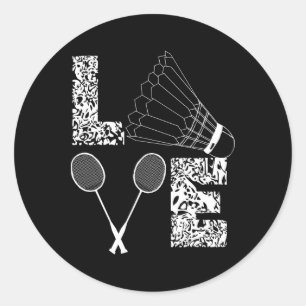 Pegatina Redonda Transbordador Love Badminton Lover Racquet Smashs