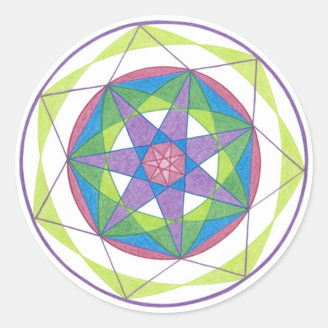 Pegatina Redonda Transformación Mandala (Anverso)