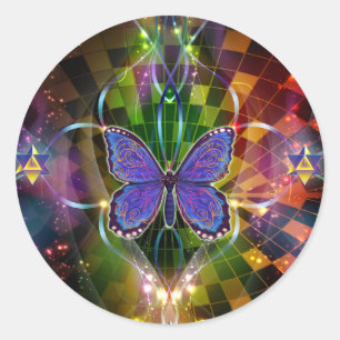 Pegatina Redonda Transformación multidimensional - Geometría sagrad