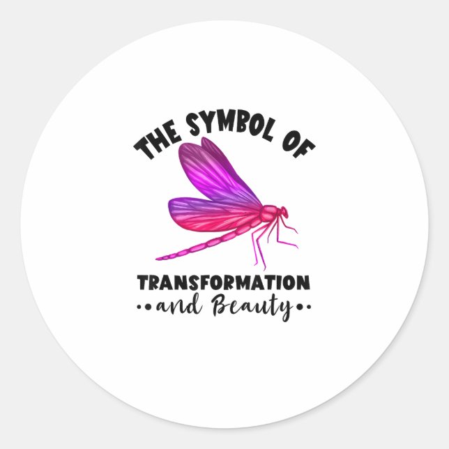 Pegatina Redonda Transformation Beauty Nature Insect Dragonflies Dr (Anverso)