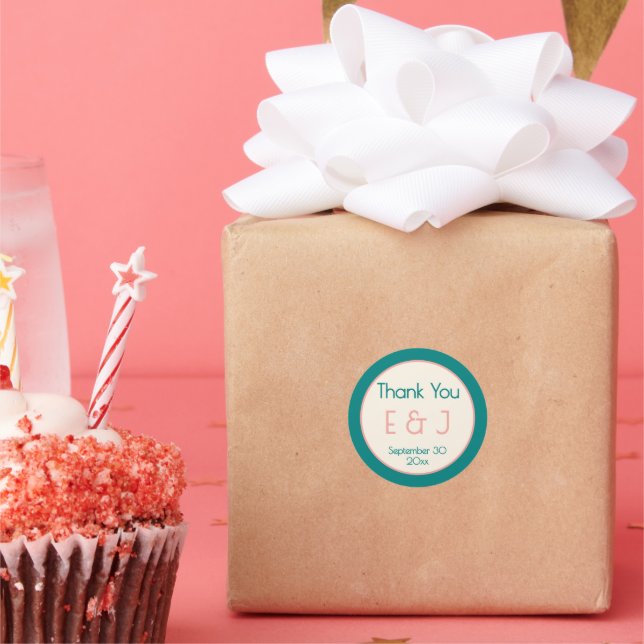 Pegatina Redonda Transformative Teal Modern  Contemporary Wedding (Fiesta)