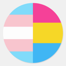 Pegatina Redonda Transgender Pansexual Dual Pride Flag