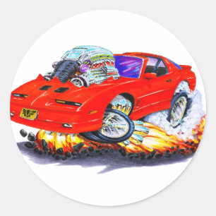 Pegatina Redonda Tranvía de coche rojo 1982-92