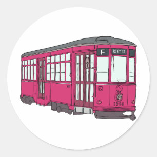 Pegatina Redonda Tranvía tranvía tranvía tranvía tranvía Trolleybus