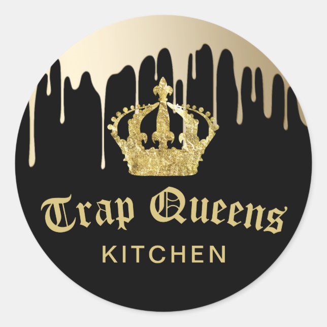 Pegatina Redonda Trap Queens Kitchen Restaurante moderno Black & Go (Anverso)