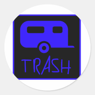 Pegatina Redonda Trash del parque del remolque blanco Escurrimiento