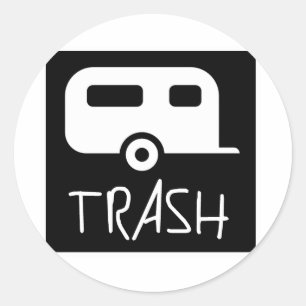 Pegatina Redonda Trash del parque del remolque blanco Escurrimiento