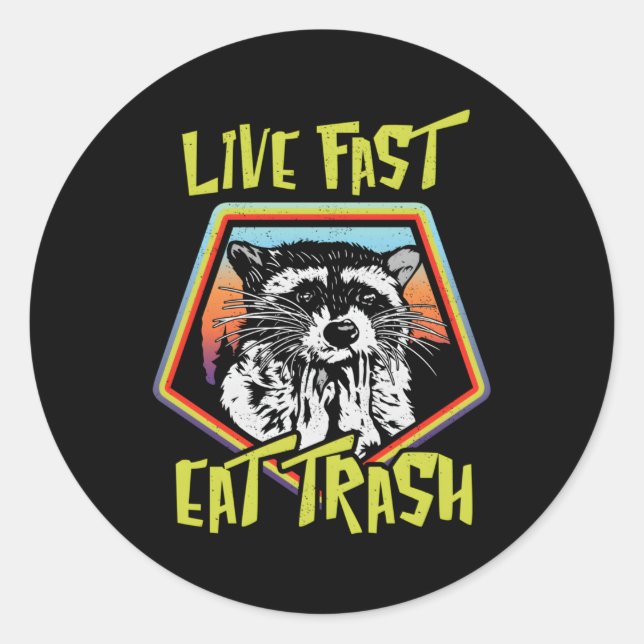 Pegatina Redonda Trash Panda Racoon Animal (Anverso)