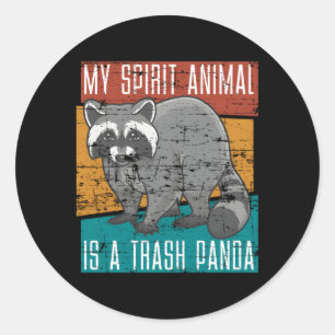 Pegatina Redonda Trash Panda Zoo Keeper Spirit Animal Racoon