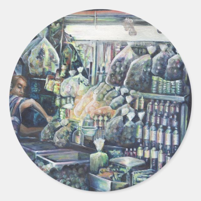 Pegatina Redonda Trasladé el gol. Singapur (Anverso)