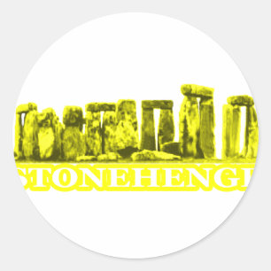 Pegatina Redonda Traslado amarillo Stonehenge Los regalos de Zazzle
