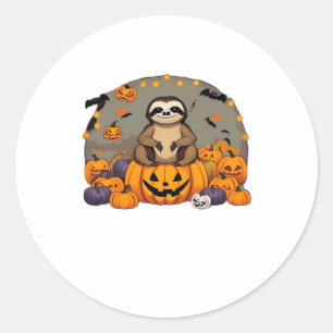 Pegatina Redonda Traslado clásico de esloth-o-ween
