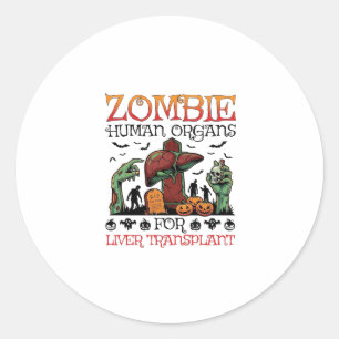 Pegatina Redonda Trasplante de hígado de órganos humanos zombies Ha