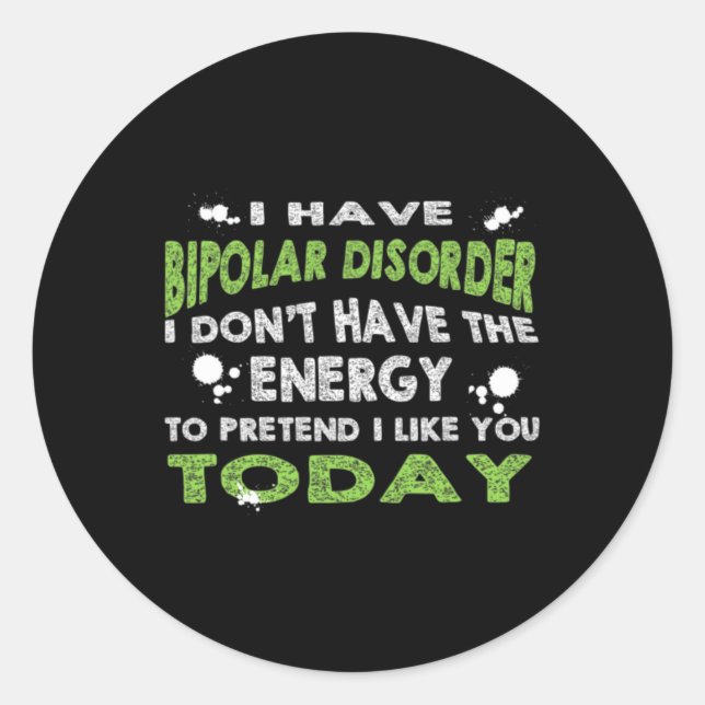 Pegatina Redonda Trastorno bipolar Conciencia bipolar Salud mental  (Anverso)
