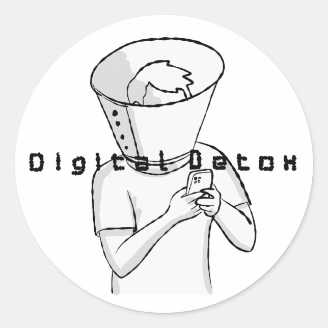 Pegatina Redonda tratamiento de desintoxicación digital (Anverso)