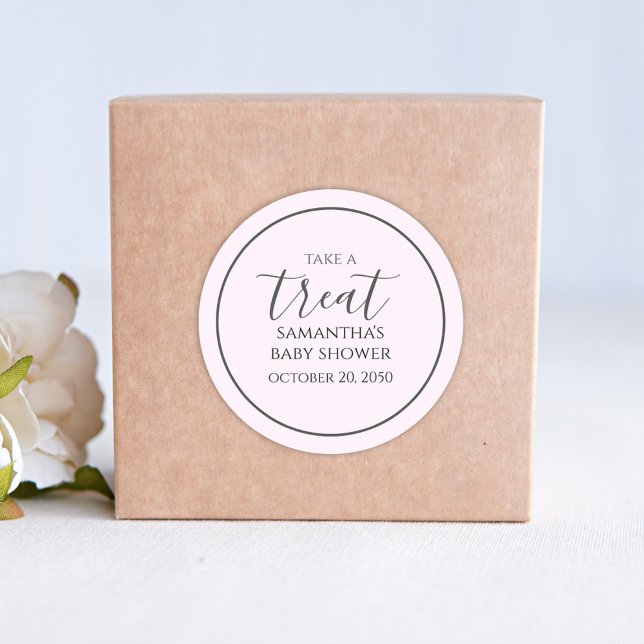 Pegatina Redonda Tratamiento de escritura de caligrafía rosa de Bab (Subido por el creador)