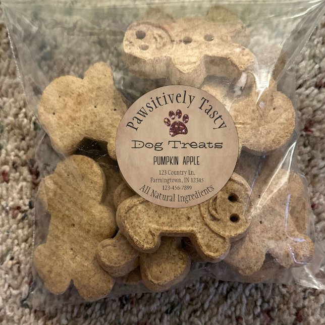 Pegatina Redonda Tratamiento de perros de impresión de garras (Custom Dog Treat Stickers)