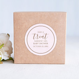 Pegatina Redonda Tratamiento rosa con guión de caligrafía de corte 