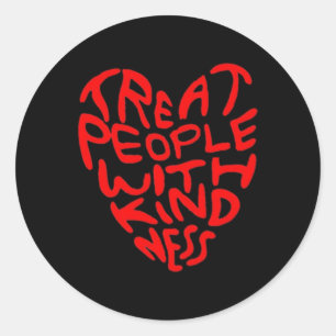 Pegatina Redonda Tratar A La Gente Con Diseño Corazón Amable