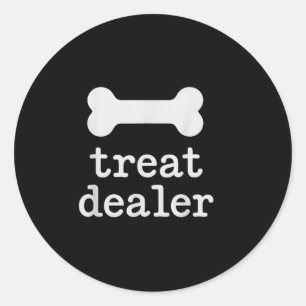 Pegatina Redonda Trate La Cita Del Dealer Con Gráfico De Paw