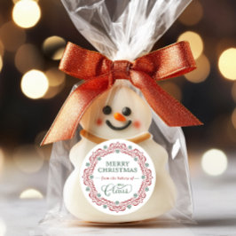 Pegatina Redonda Trato de feriado de Navidades de panadería de la S