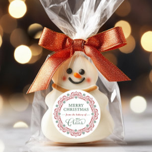 Pegatina Redonda Trato de feriado de Navidades de panadería de la S