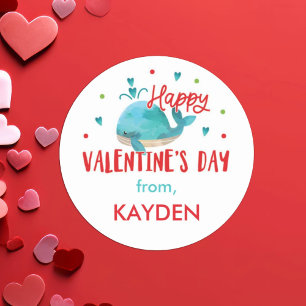 Pegatina Redonda Trato personalizado de San Valentín en la escuela