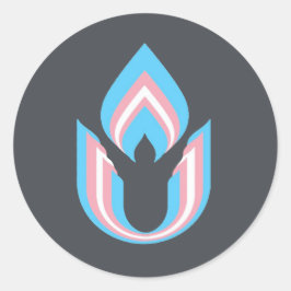 Pegatina Redonda Trato transgénero LGBTQ Cáliz unitario de universa