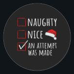 Pegatina Redonda Trato travieso fue hecho Navidades de la lista de<br><div class="desc">Trato travieso fue hecho Navidades listar niños mujeres hombres</div>