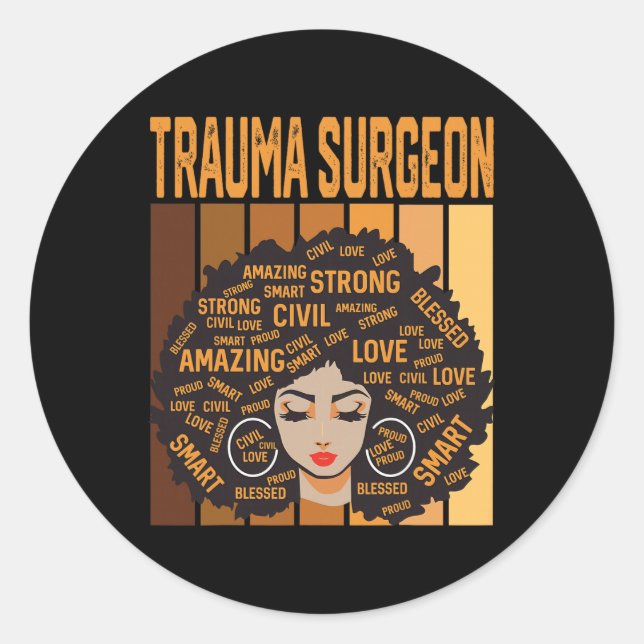 Pegatina Redonda Trauma Surgeon Powerful Black History Month Black  (Anverso)