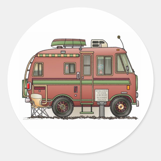 Pegatina Redonda Travco Motor Home Camper RV (Anverso)