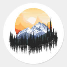 Pegatina Redonda Travelling in mountains graphic
