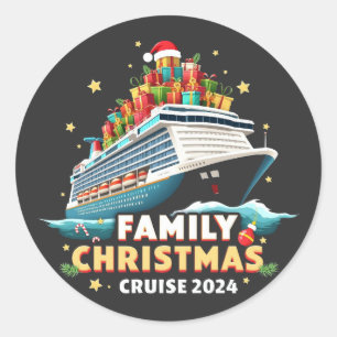 Pegatina Redonda Travesía de Navidades familiares de crucero 2024