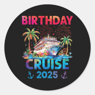 Pegatina Redonda Travesía En Cruceros De Cumpleaños Para Uniadultos