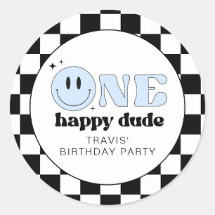 Pegatina Redonda TRAVIS One Happy Dude Smile Face Cumpleaños